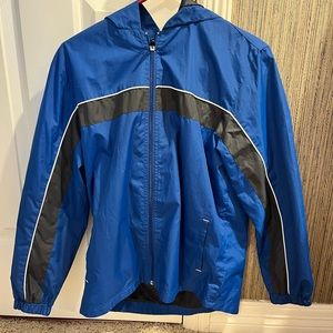 Youth BCG Windbreaker and Raincoat in Retro Y2K Blue, White and Black Pattern!
